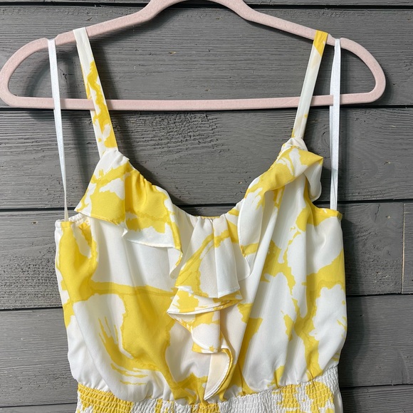 Ann Taylor LOFT Yellow White Floral Ruffle Top Maxi Dress Sz 8 - Picture 6 of 16